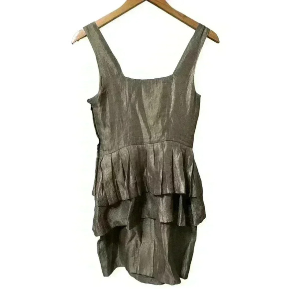 H&M Metallic Ruffle Mini Cocktail Dress Size 6 - Picture 2 of 5